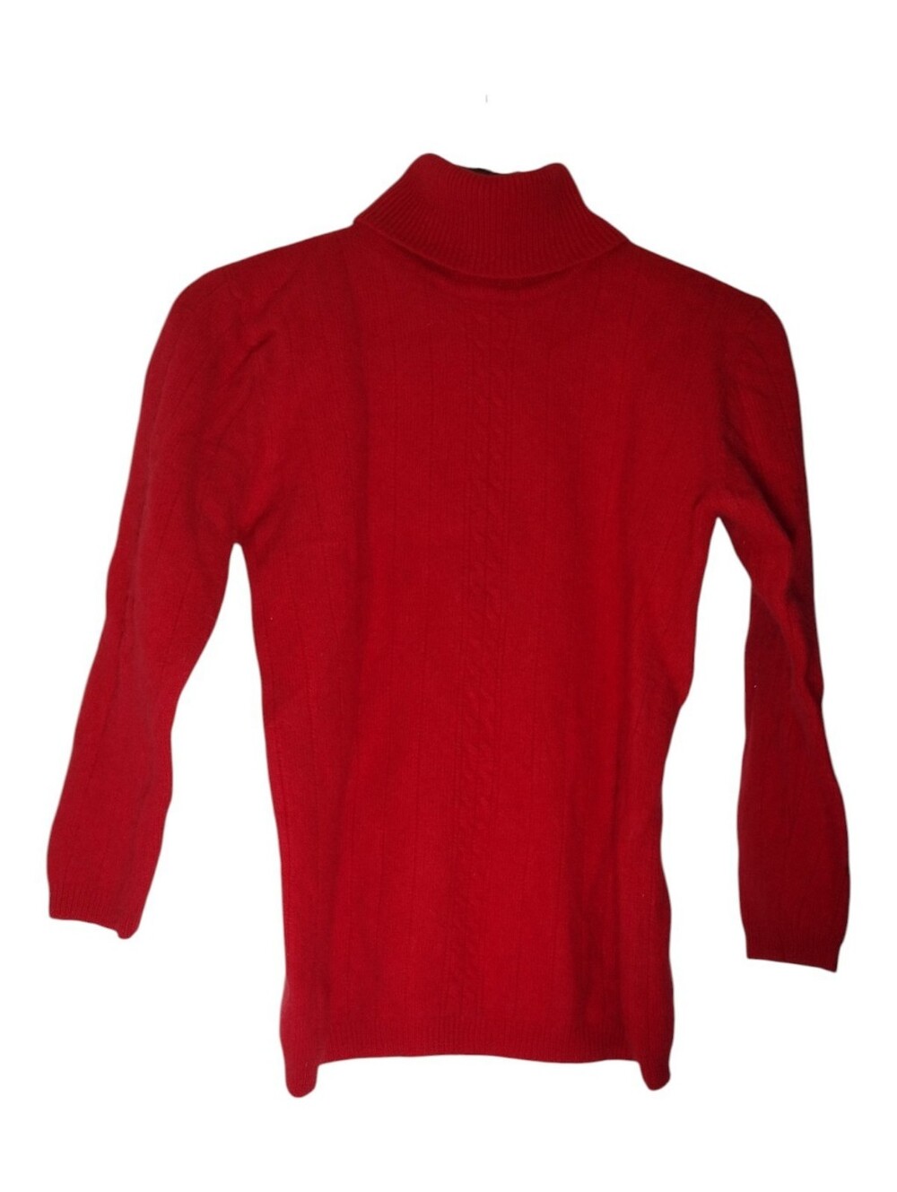JEANNE PIERRE Red Cable-Knit Turtleneck Sweater